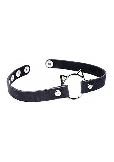 Kinky Kitty Ring Slim Choker - Black
