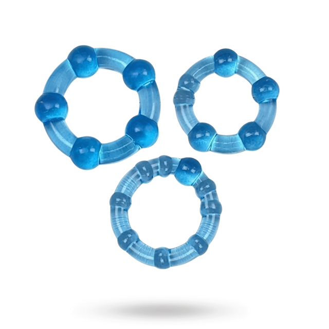 Beaded Ring Set 3-Pack Blue