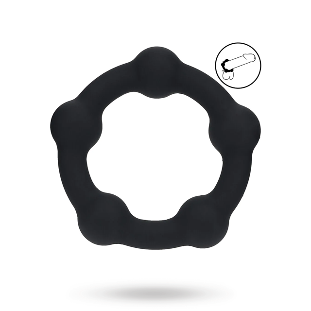 Beaded Silicone Cockring - M - 35mm - Black