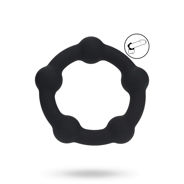 Beaded Silicone Cockring - S - 30mm - Black
