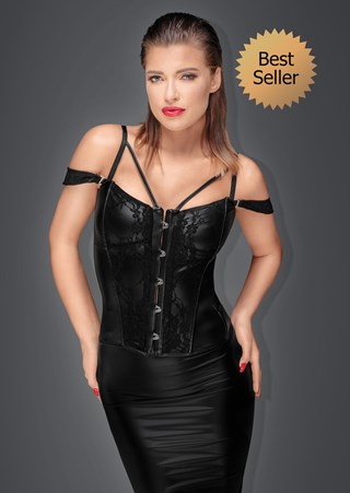 Noir Korsett Med Blonder & Wetlook