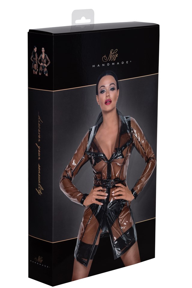 F261 Gjennomsiktig frakk med belte