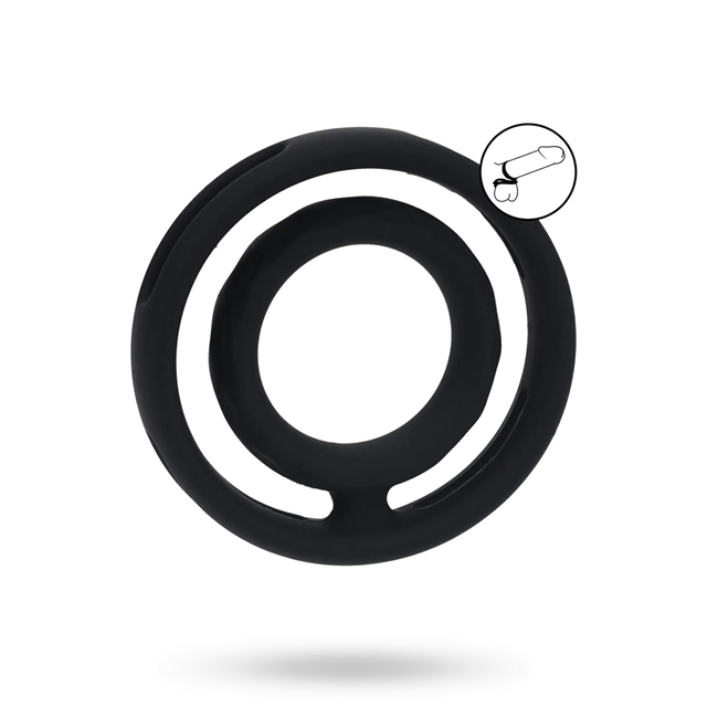 Classic Grooved Silicone Cock and Ball Ring - Black