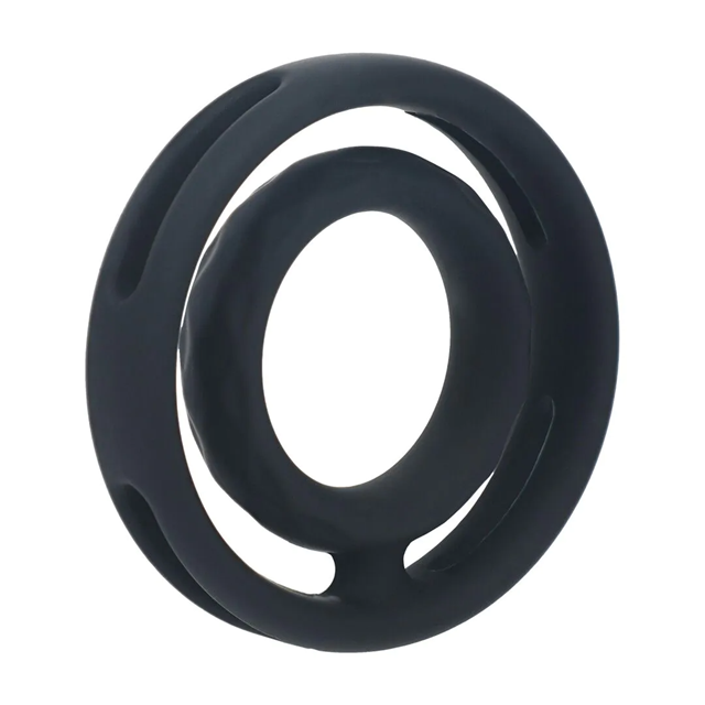 Classic Grooved Silicone Cock and Ball Ring - Black