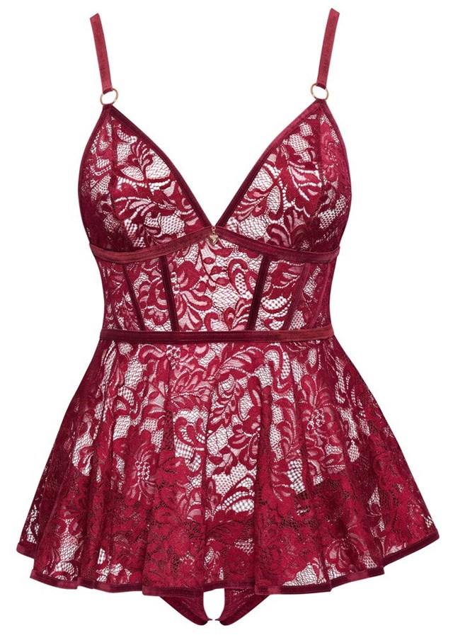 Red Babydoll & Crotchless Briefs Set