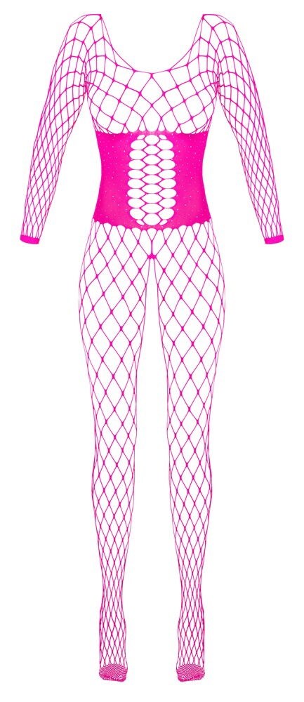 Crotchless Catsuit With Long Sleeves Pink
