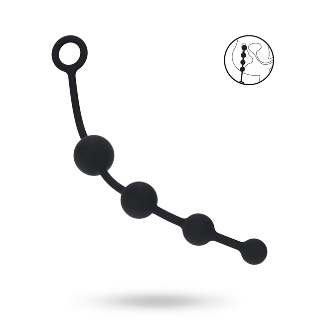 Curved Silicone Anal Beads - Black