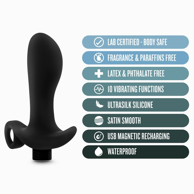Anal Adventures Platinum - Silicone Vibrating Prostate Massager 01 - Black