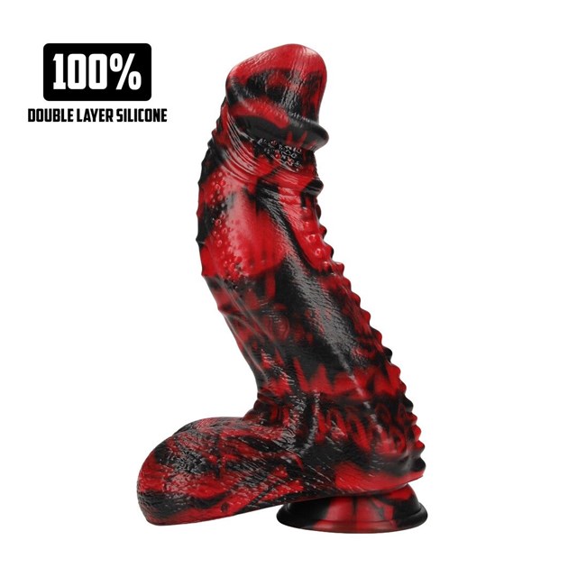 Dark Lycan Spawn Silicone Dildo - Red/Black