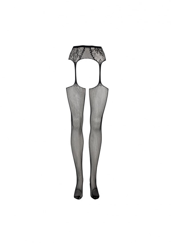Fishnet and Lace Garterbelt Stockings