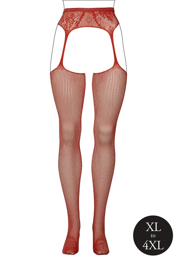 Fishnet and Lace Garterbelt Stockings - plus Size
