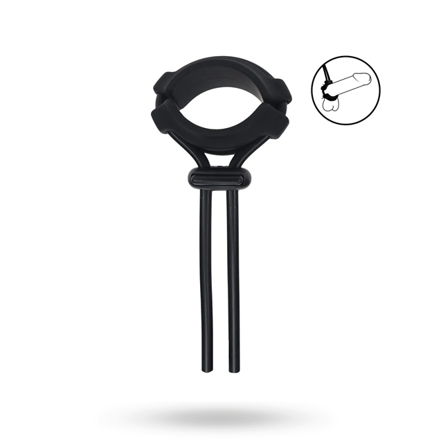 Detachable Wide Adjustable Silicone Lasso Cockring - 5mm - Black