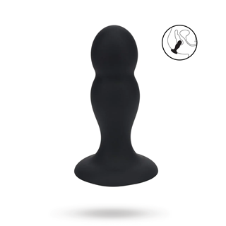 Double Rattle Liquid Silicone Anal Plug - M - Black