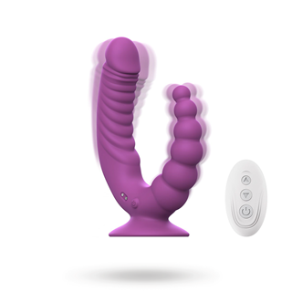 Double Vibrator With Suction Cup & Remote