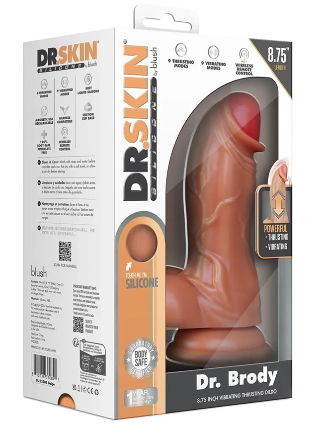 Dr. Brody Silicone Thrusting & Vibrating Dildo 22,2 cm