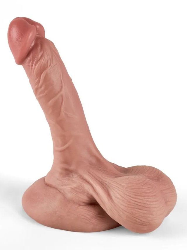 Dual Density Dildo With Balls 15,5 cm