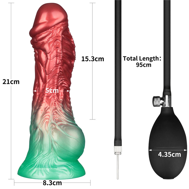 Dual Density Inflatable Dildo Red/Green 21 cm