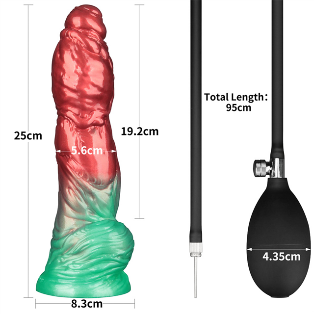 Dual Density Inflatable Dildo Red/Green 25 cm