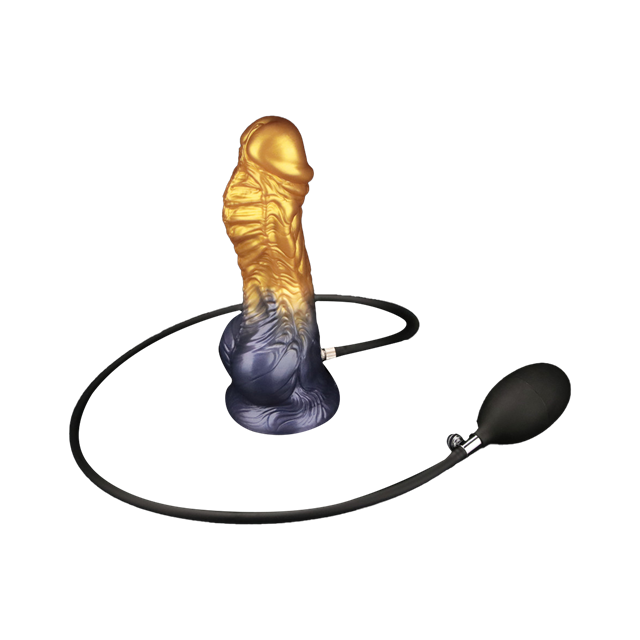 Dual Density Inflatable Dildo Yellow/Blue 21 cm