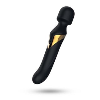 Vuxen Dual Orgasms 2-in-1 Massasjestav Og Dildo - Svart Og Gull