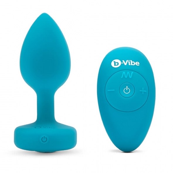 VIBRATING JEWEL PLUG S/M - BLÅ