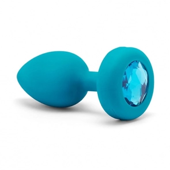 VIBRATING JEWEL PLUG S/M - BLÅ