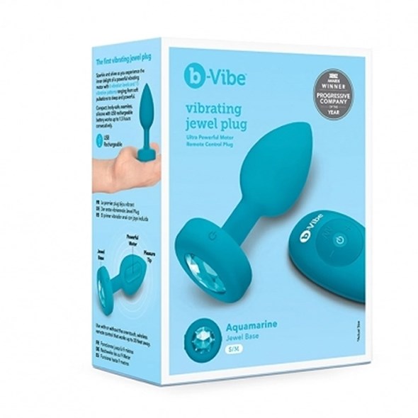 VIBRATING JEWEL PLUG S/M - BLÅ