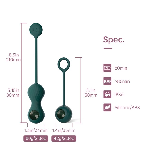 CRYSTAL DUO SMART KEGEL VIBRATOR WITH WEIGHT SET