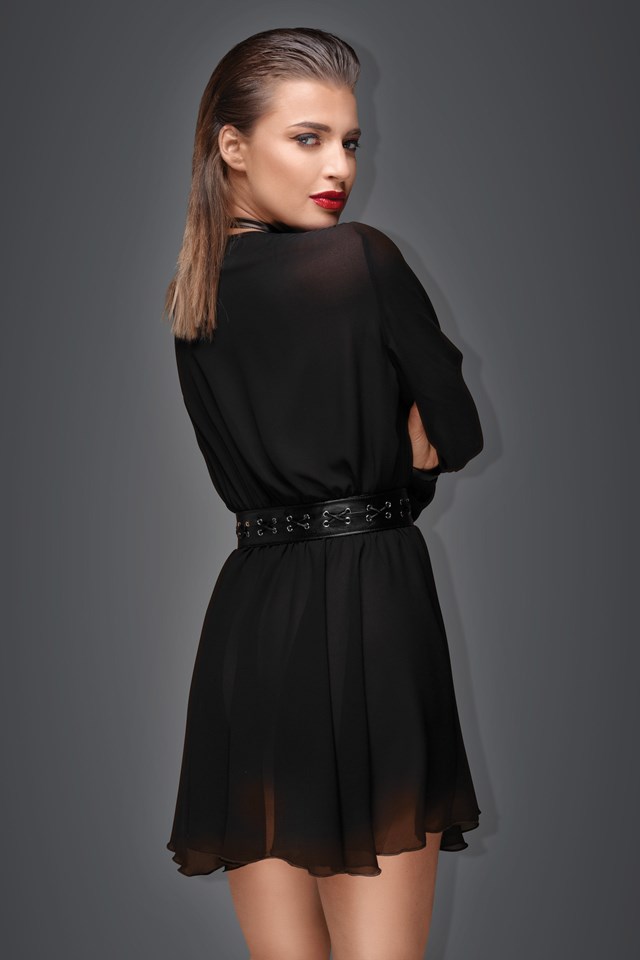 Noir Chiffon Minikjole