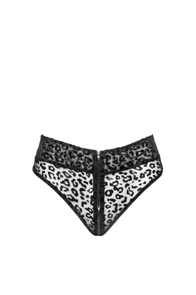 F290 Panties of leopard flock with zipper