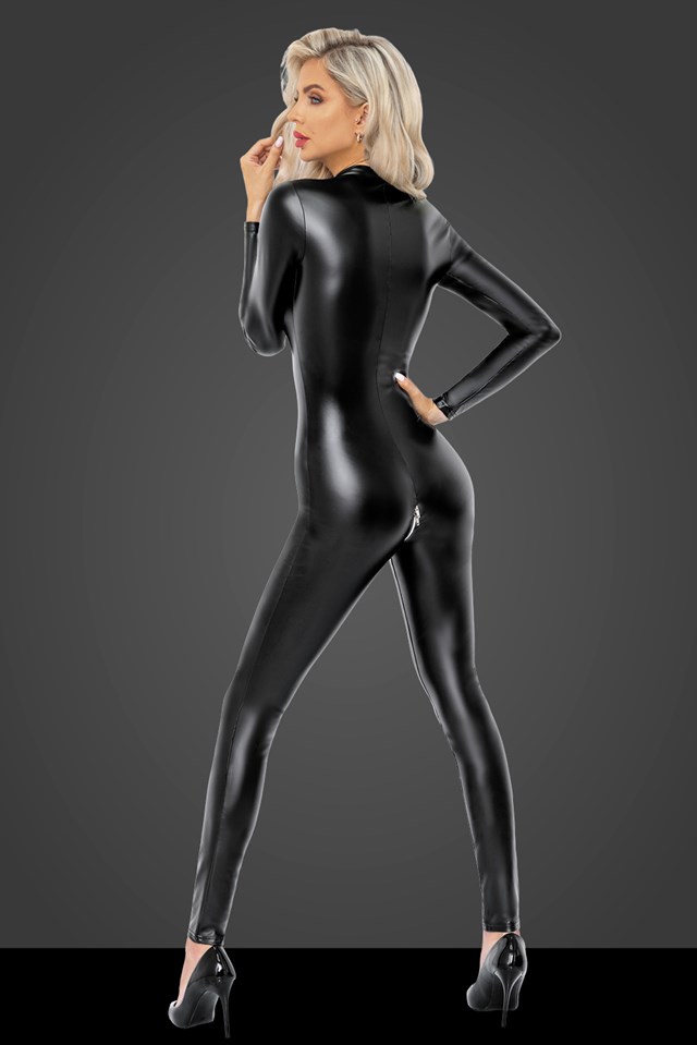 F293 Powerwetlook catsuit with front zipper
