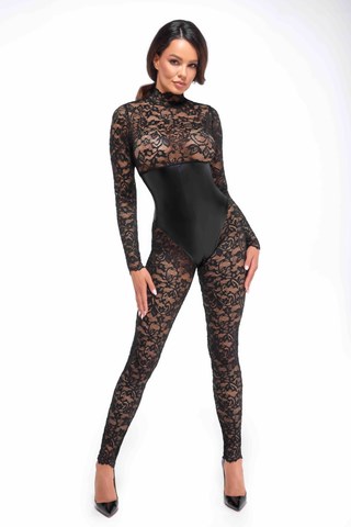 F299 Enigma Lace Catsuit With Underbust Bodice