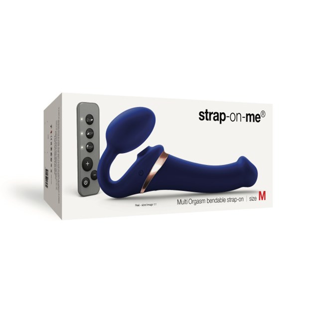 MULTI ORGASM BENDABLE STRAP-ON - M - NIGHT BLUE