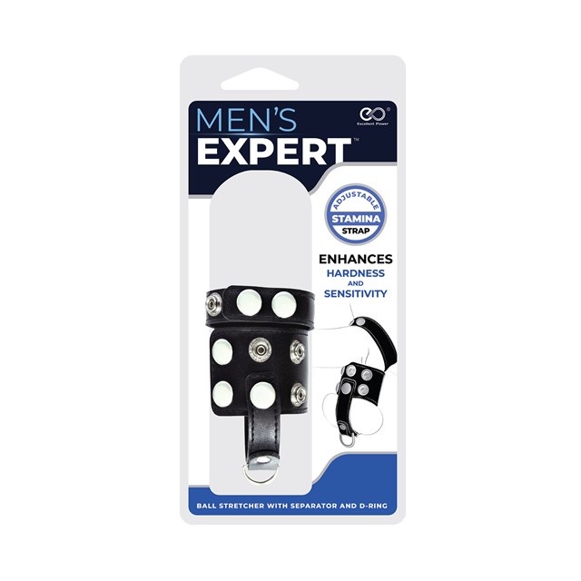 MENS EXPERT - BALL STRETCHER WITH SEPARATOR & D-RING – BLACK