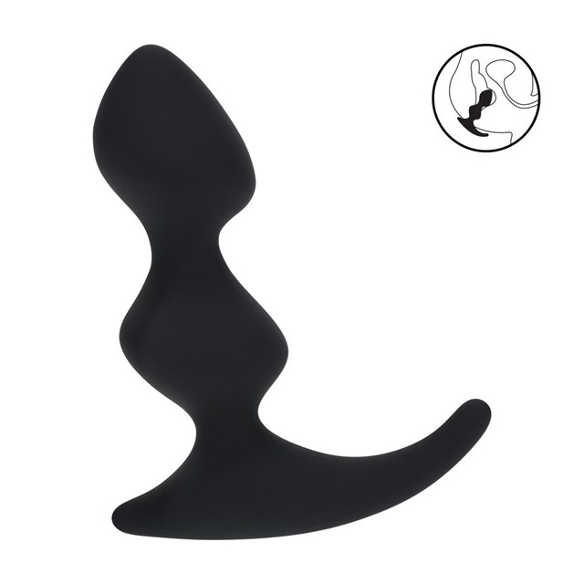 Full Double Ripple Silicone Prostate Massager - Black