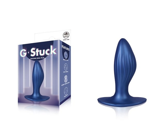 G-Stuck Silicone Curved Butt Plug Metallic Blue