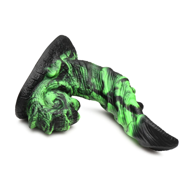 Glowzilla - Glow-in-the-Dark Silicone Dildo - Green/Black