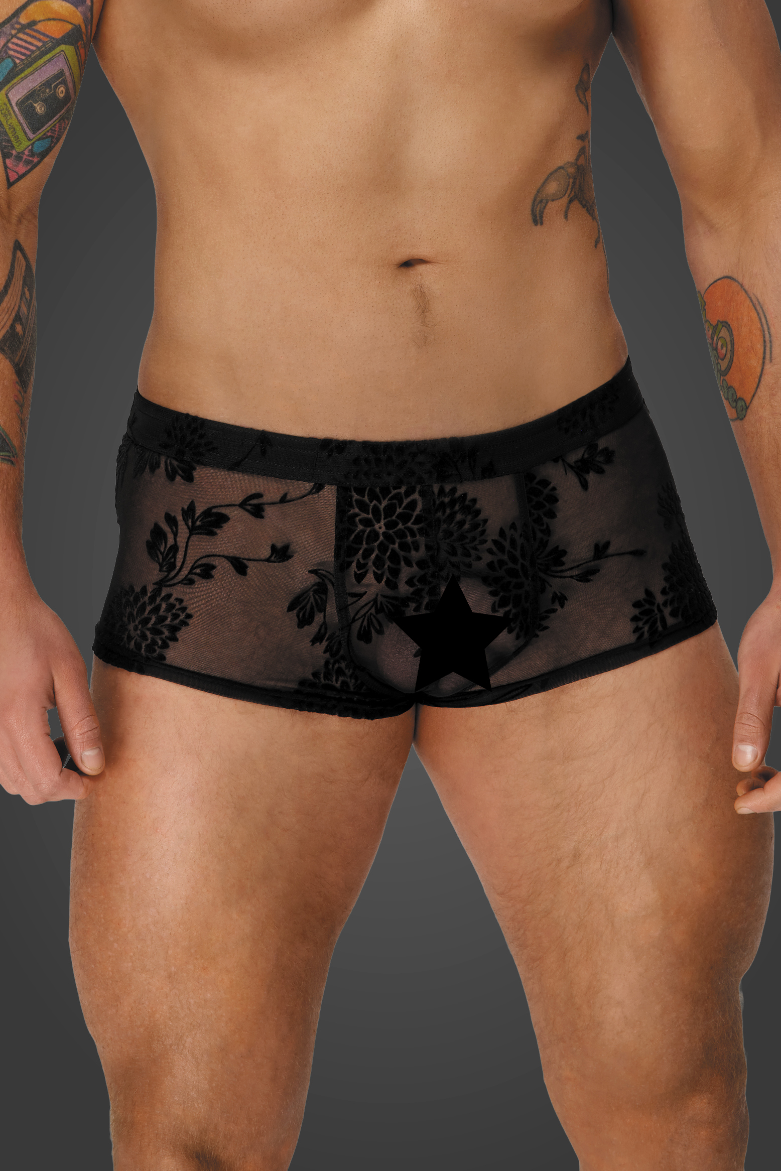 H074 Flock embroidery shorts