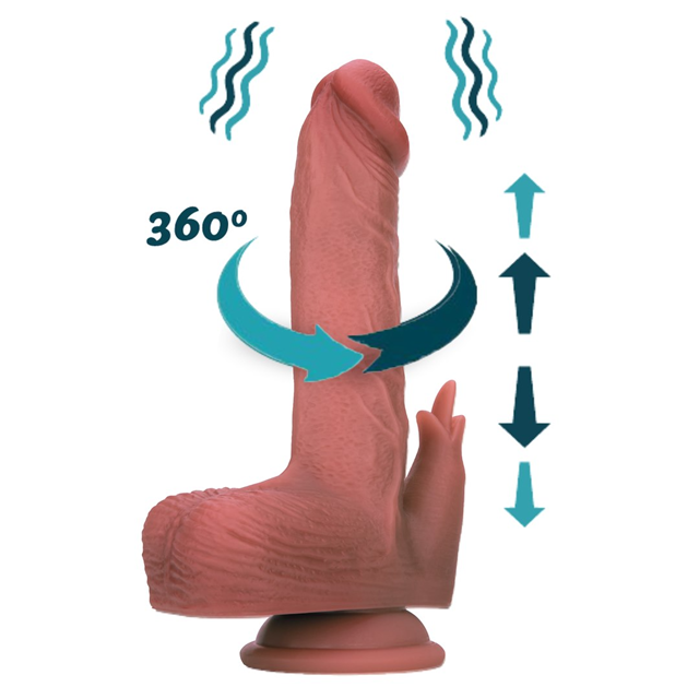 Heated Thrusting & Rotating Dildo With Clitoral Stimulation