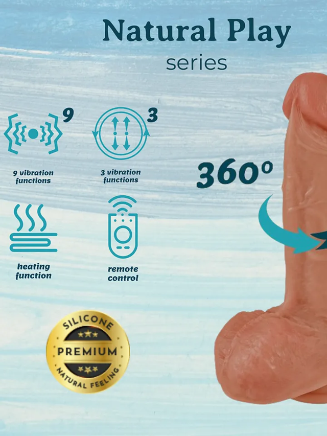 Heating, Thrusting & Rotating Silicone Dildo 22 cm