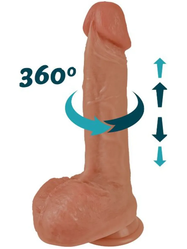 Heating, Thrusting & Rotating Silicone Dildo 22 cm