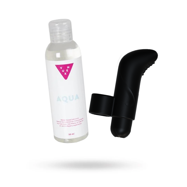 KIT MED YELLOOH THE PERFECT FINGER VIBE & VUXEN AQUA VANNBASERT GLIDEMIDDEL 50 ML