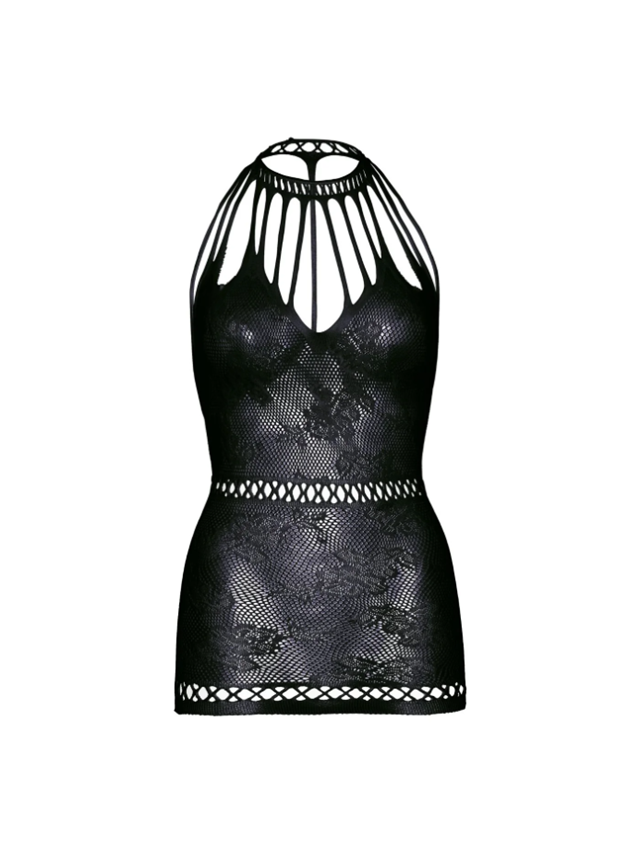 Lace Mini Dress With Cut-Outs Black