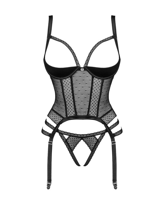 LANELIA - BLACK CORSET & CROTCHLESS THONG