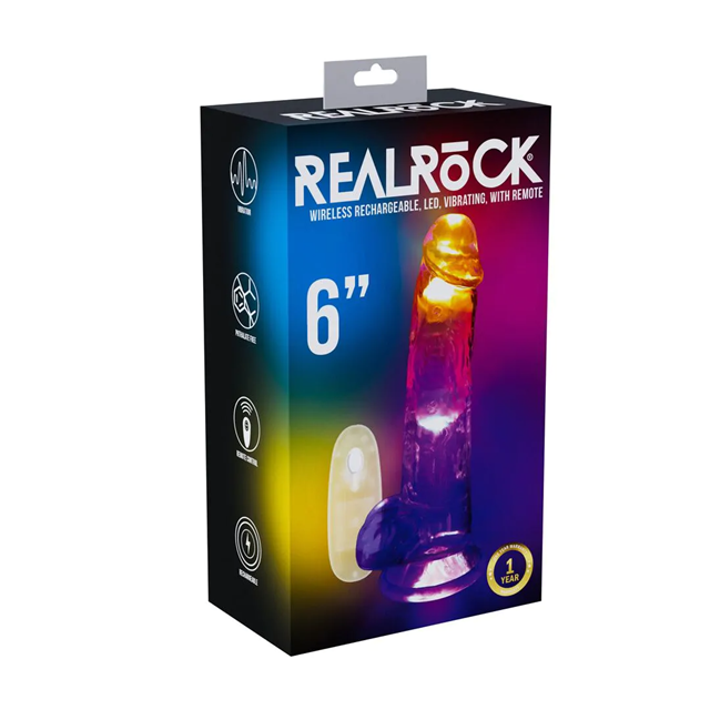 LED Vibrating Straight Cock with Balls 15 cm - Transparent