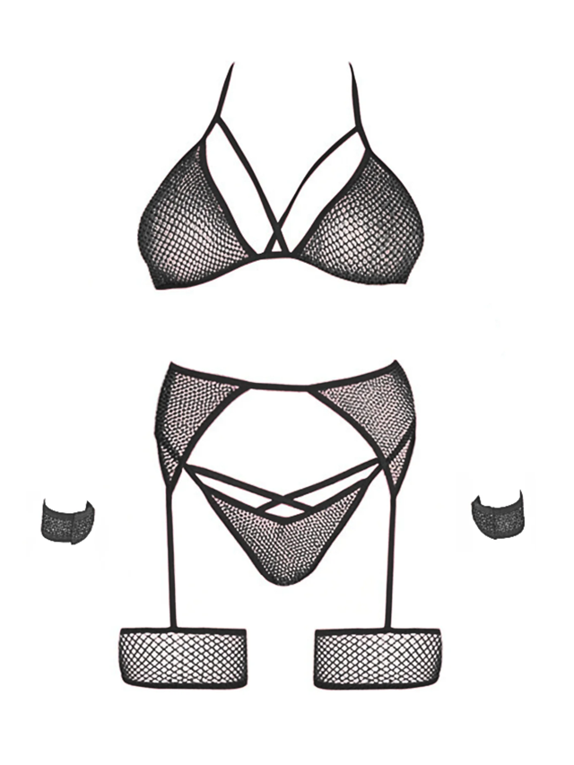 4-Piece Lurex Bra & Harness Set