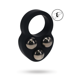 Liquid Silicone Triple Weighted Ball Cockring - Black