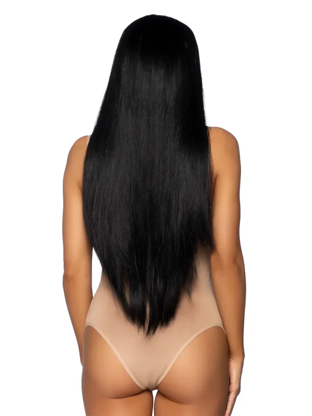 Long Straight Center Part Wig Black