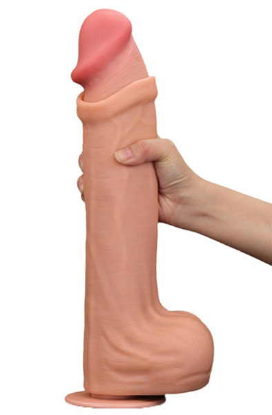 Dual Layer Sliding Skin Dildo 36 cm