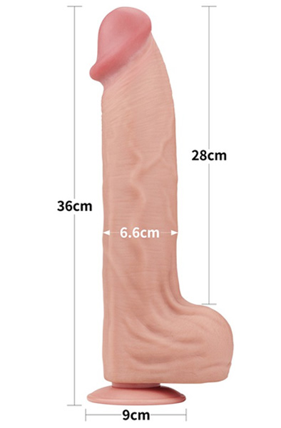Dual Layer Sliding Skin Dildo 36 cm